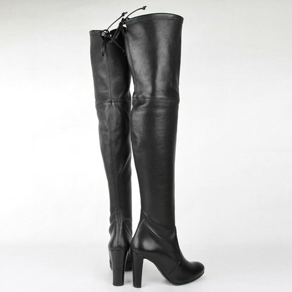 Stuart Weitzman Highland Stretch Leather Black Over-the-knee Boot - Picture 6 of 16